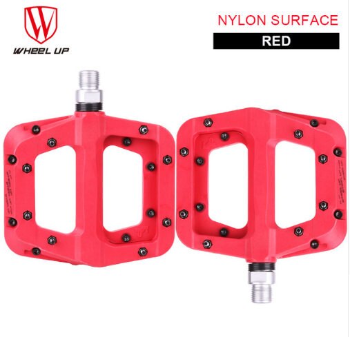 Pedales de bicicleta MTB Road Bike BMX pedales ultraligeros de fibra de nailon con 3 rodamientos, piezas de bicicleta profesionales con: Rojo