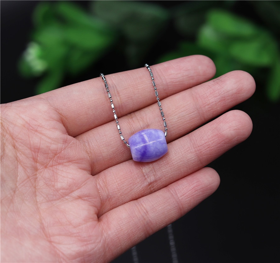 1pc Natural Blue and white porcelain jade Lucky Beads Pendant Chinese Necklace Jewellery Amulet Man Women