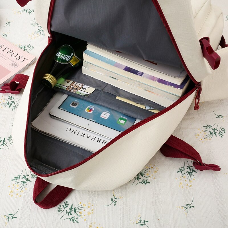 4 unids/set de lona mochilas para mujeres bolsas para la Escuela de las niñas adolescentes bolsas los estudiantes nuevos viajes mochilas para mujer mochila