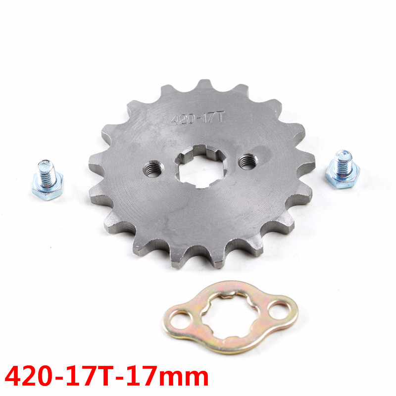 Tdpro 420 kedja 14t/15t/16t/17t 17mm främre motorhjul kugghjul passform motorcykel atv gokart 50cc 70cc 90cc 110c 125cc pit dirt bike: 17t