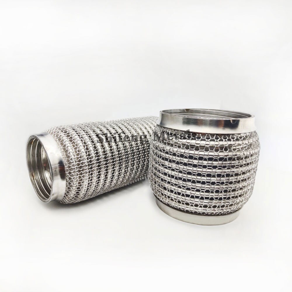 Stainless Steel 304 Flex Pipe Exhaust Bellow Tube Flex Coupler With Mesh Interlock Super Flexible Bellows 63x102mm 76x102mm