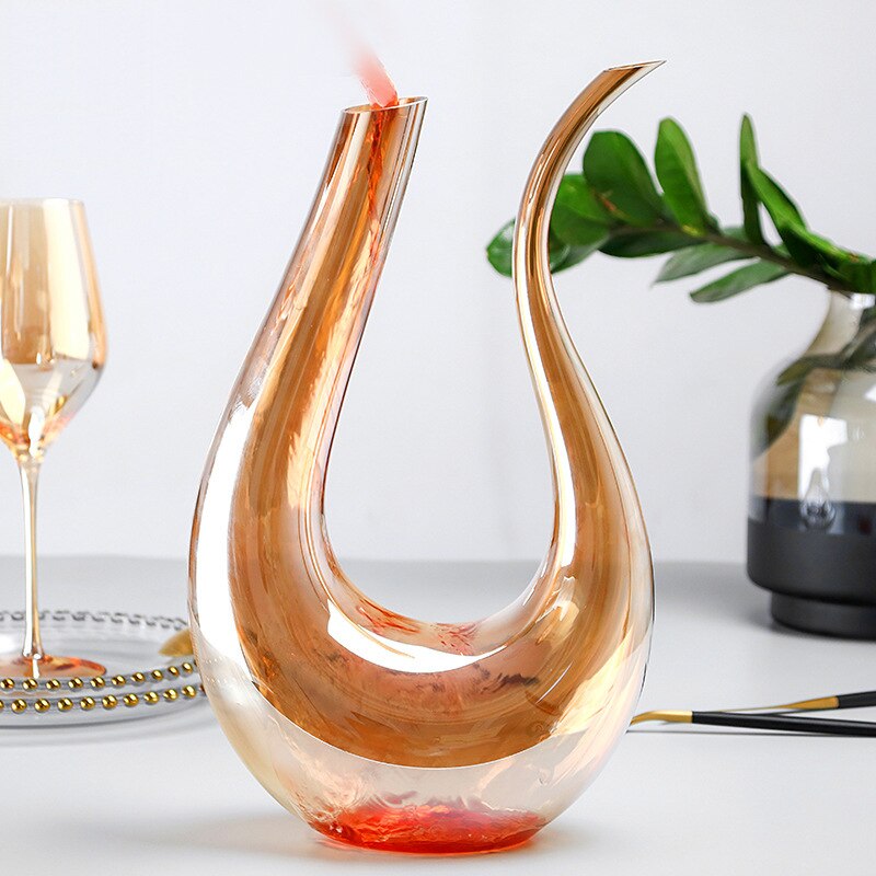 2 Stijlen 1500-2000Ml Wijn Decanter U-Vormige Dikbuikige-Vorm Creatieve Plating Goud Separator kristal Glas Wijn Schenker Bar