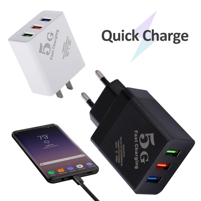 Universal 5V 2.4A Gebürstet Handy Ladegerät Smart 3USB Lade Adapter Reise Ladegerät Handy Ladegeräte Multifunktions