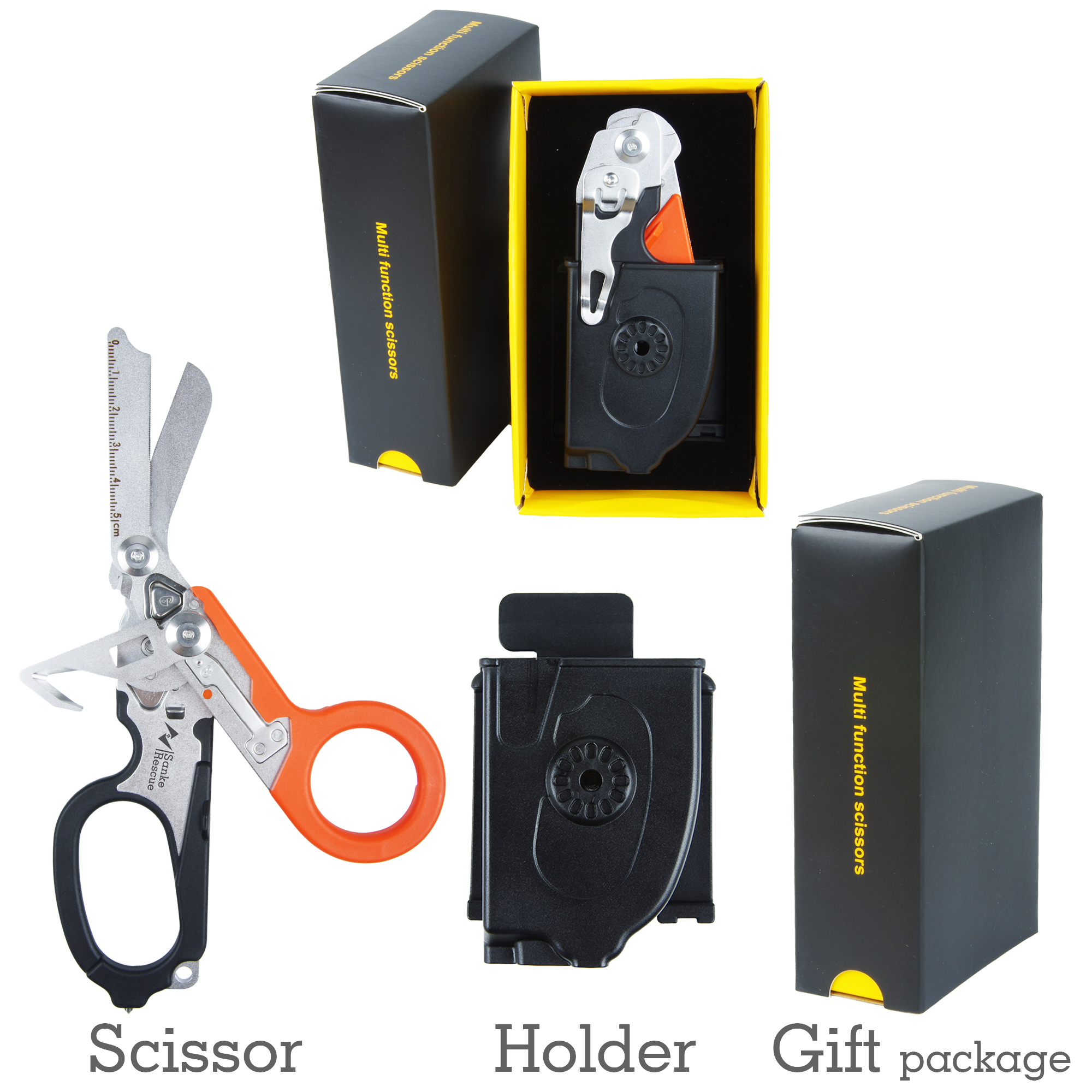 Sanke Rescue Trauma-Schere, Notfallschere, Werkzeug, faltbare Trauma-Schere aus Edelstahl mit Gurtschneider und Glasbrecher: WHITE
