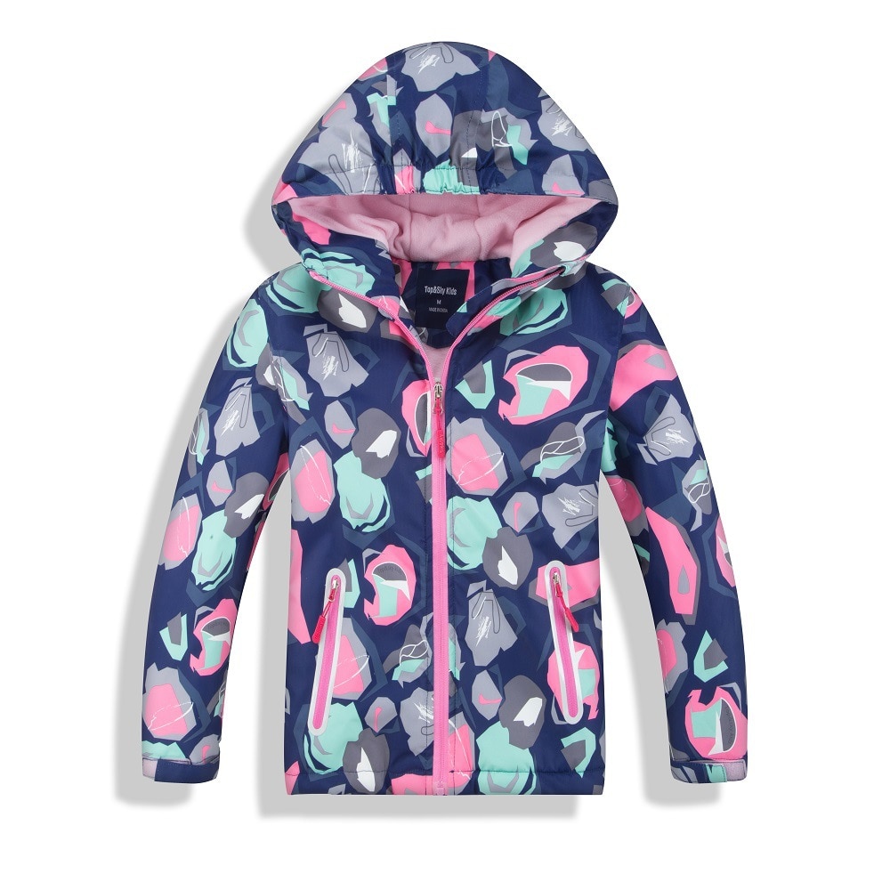 Whiter Baby Girl Snowsuit Plus Velvet Print Baby Outerwear Warm Coats For 1-6y Kids Girls With Hooded Toddler Girls Clothes