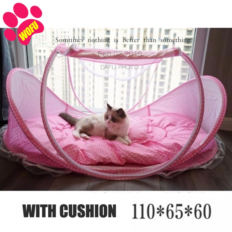 WOFUWOFU Tragbare Haustier Zaun draussen Welpen Zwinger Klapp Katze Hund Haus Achteckige KäFeige Haustier Zimmer Haustier Zelt: Rosa mit Kissen