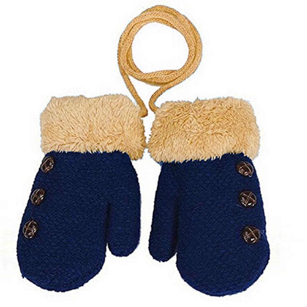 Children's Mittens Winter Wool Baby Knitted Gloves Children Warm Rope Baby Mittens For Children 1-3 years old: blue