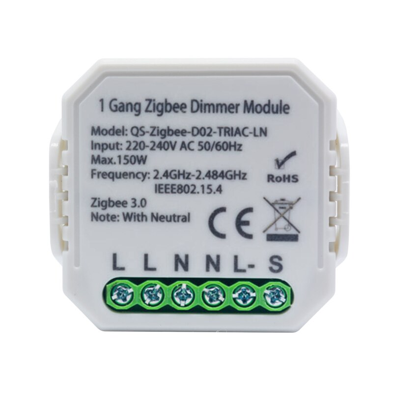 Tuya Smart Zigbee Dimmer Switch Module 1/2 Gang With Neutral 2 Way Wireless Control Works With Alexa Google 220-240V Automation: 1 way 1pc