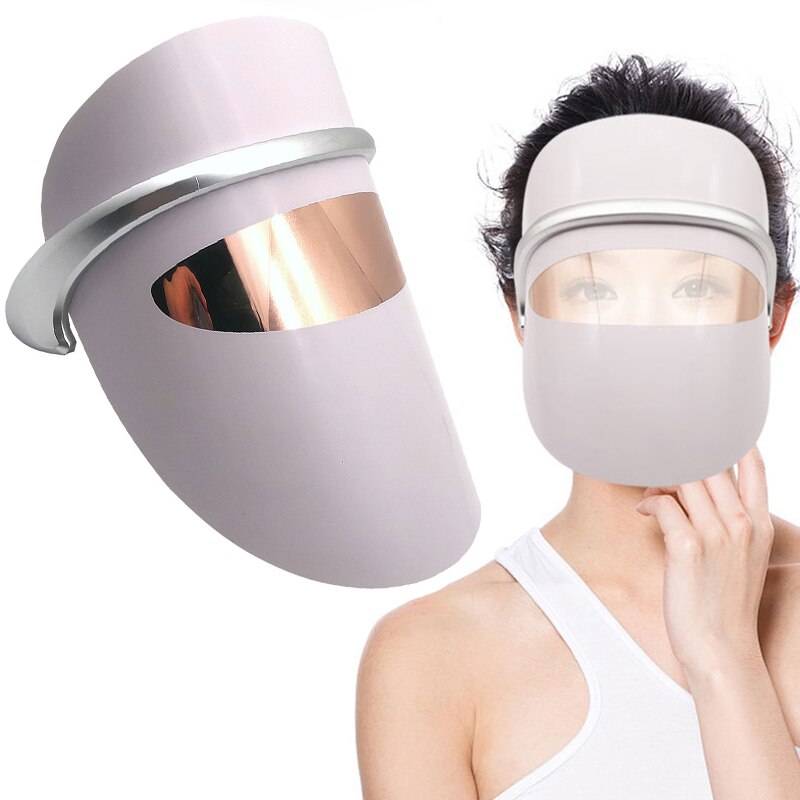 3 Colors LED Light Therapy Face Mask Anti Wrinkle Firming Skin Rejuvenation Compress Vibration Massage Beauty Mask