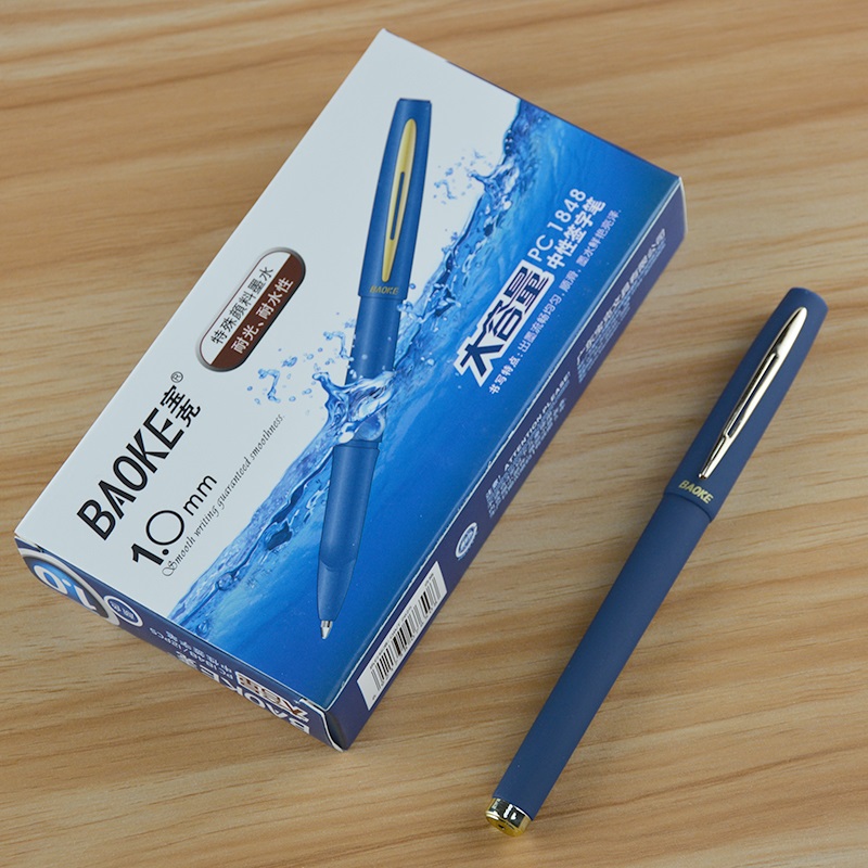 12 pièces BAOKE 0.5mm/0.7mm/1.0mm Gel givré stylo école stylo recharge haute capacité noir Gel encre stylos fournitures scolaires de bureau: 1.0mm blue 12pcs
