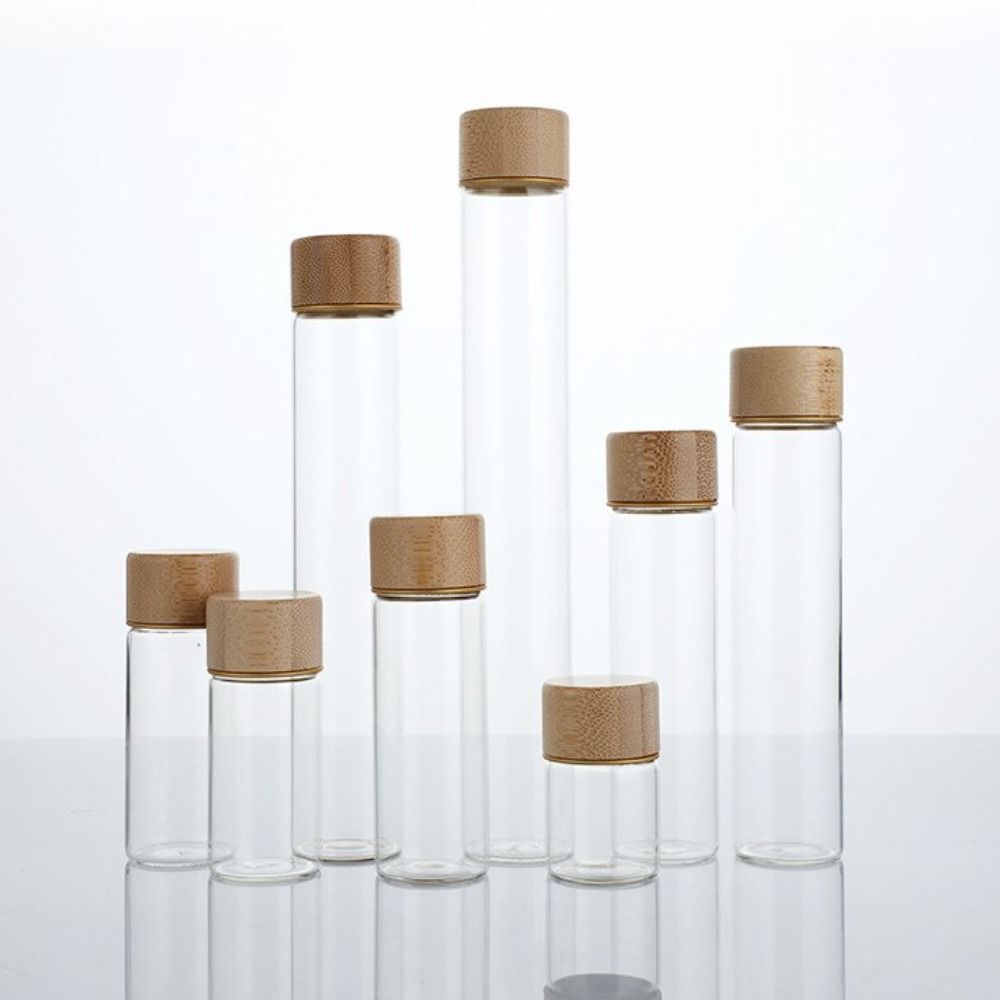 Botellas dispensadoras de vidrio, frascos de especias sellados, tanque de almacenamiento transparente, herramienta de almacenamiento, botellas de vidrio con tapas de madera