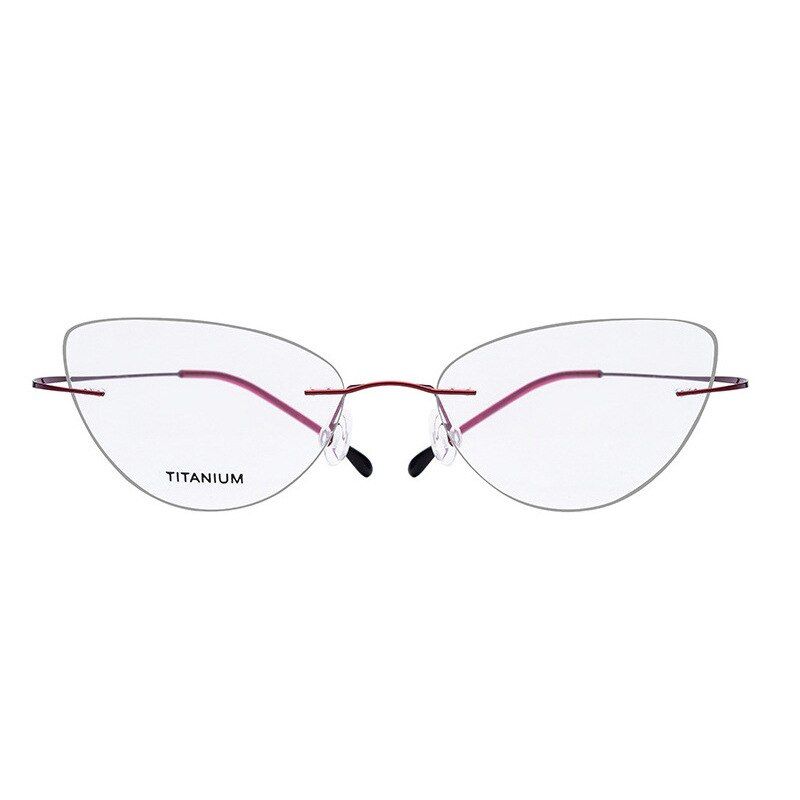 Hdcrafter kantløse brilleramme kvinder cat eye titanium ultralette receptfrie rammeløse skrueløse optiske brillerrammer