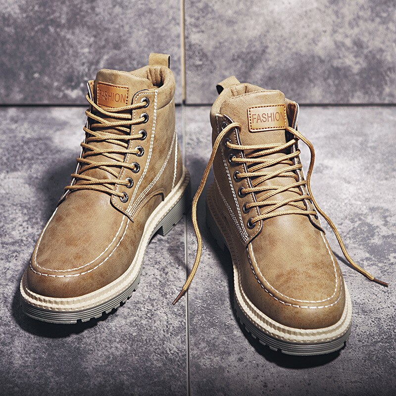 Vinter män & #39 ;s martin boots märkesskor ankel snö varma stövlar för män utomhusarbete fritidsskor svarta skor botas hombre 44