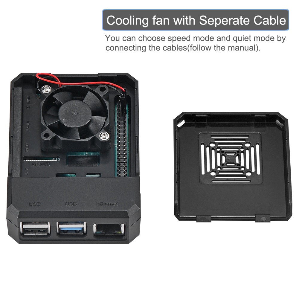 Raspberry Pi 4 Case, iUniker Case with Large 3510 Cooling Fan Heatsink Simple Removable Top Cover for Pi 4 Model B/ 4B (Model M)