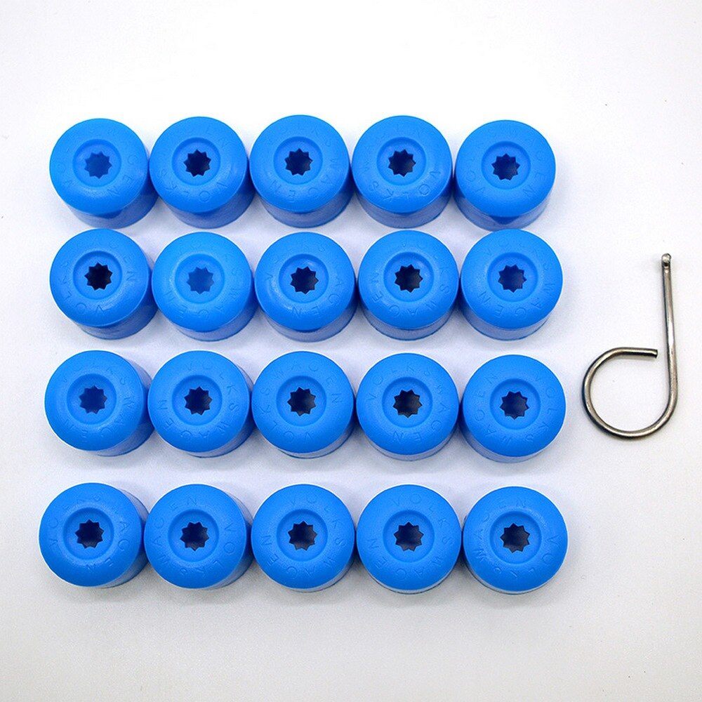 Car Wheel Cover Hub Nut Bolt Covers Cap 20Pcs 17mm Auto Tyre Screws for Volkswagen VW Golf MK4 Exterior Protection Accessories: Blue