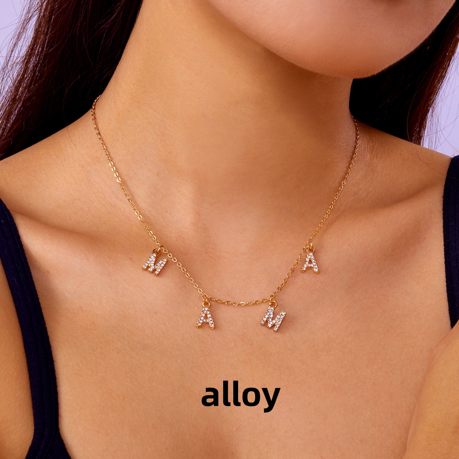 Pulseras con colgante de mamá con letras de perlas de imitación, dijes de , pulsera de cadenas de acero inoxidable para mujer, joyería, para el día de la madre: Oro oscuro