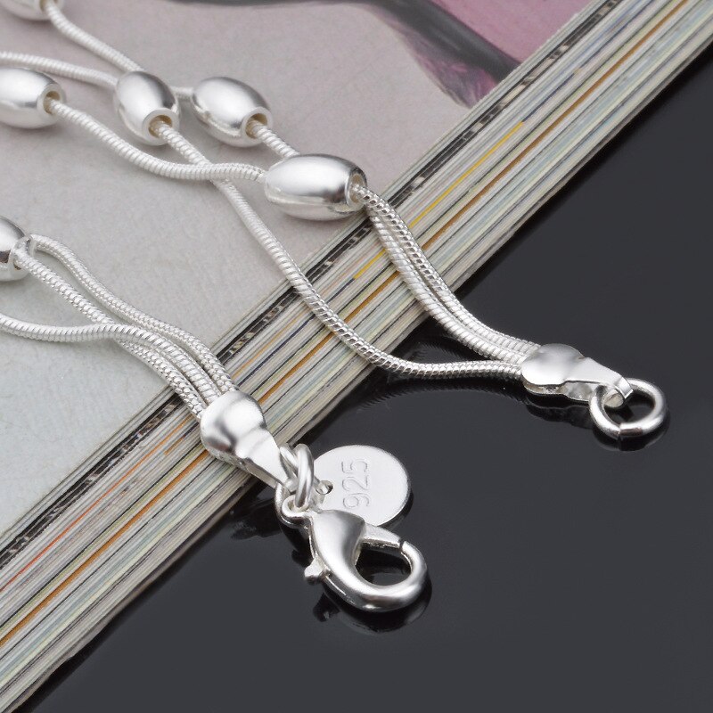 H236 925 zilveren armband, 925 zilveren sieraden Drie Lijn Gloss Bal Armband/azvajrca awjajnqa