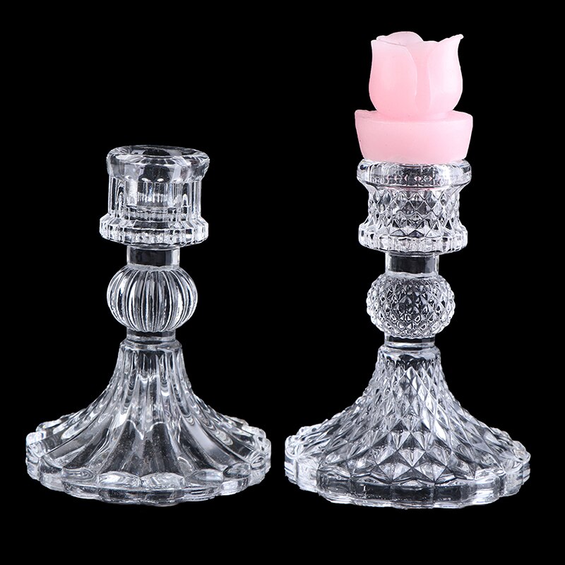 7.7 x 10cm glas ljushållare för värmeljus retro glas ljusstake romantisk fest middag bröllop dekoration heminredning