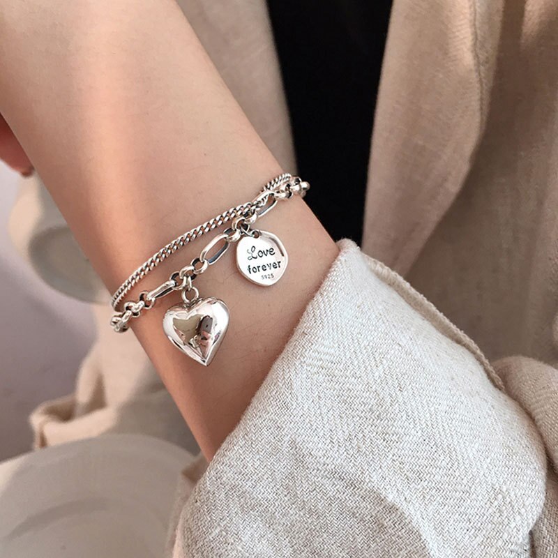 925 Sterling Silver Love Heart Armband Voor Vrouwen Mannen Tag Armband Beste Valentijnsdag Sieraden