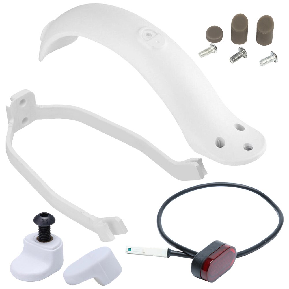 Electric Scooter Rear Fender Mudguard Support Stand Taillight Set for M365 Scooter Replacement Accessories: White