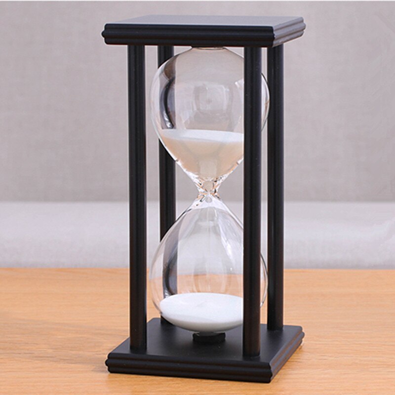 Wooden Sandglass Sand Hourglass 45/60 Minute 20.5*10*10 Countdown Timer Clock Xmas Birthday Home Decoration Reloj De Arena: Black white sand / 45mins