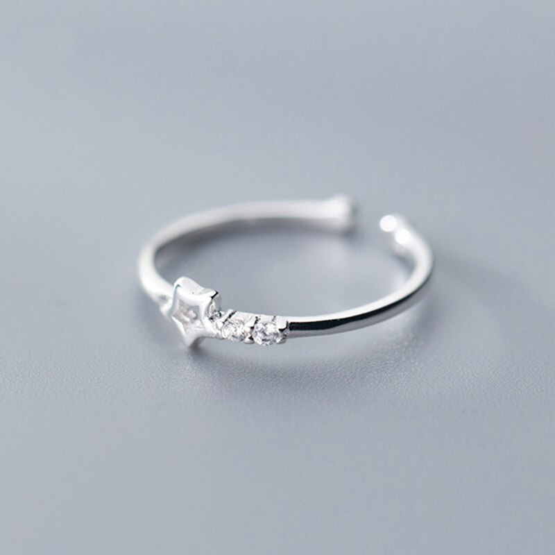 INZATT Echtem 925 Sterling Silber Romantische Ring Für modisch Frauen Nette Hohl Zirkon Stern Schmuck Valentinstag