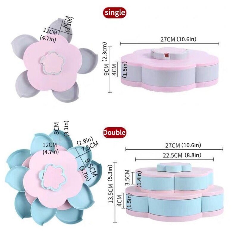 Hartelijke Shining Woonkamer Decoratieve Bonbondoos Bloem Dubbele Laag Plastic Spin Thuis Moer Opbergdoos