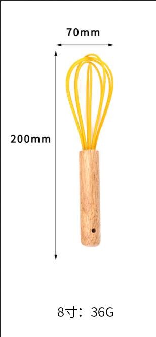 Batidor giratorio de madera de silicona Manual para huevos, mezclador Mini de plástico para cocina, batidor de huevos, herramienta para hornear, agitador de silicona respetuoso con el medio ambiente: S