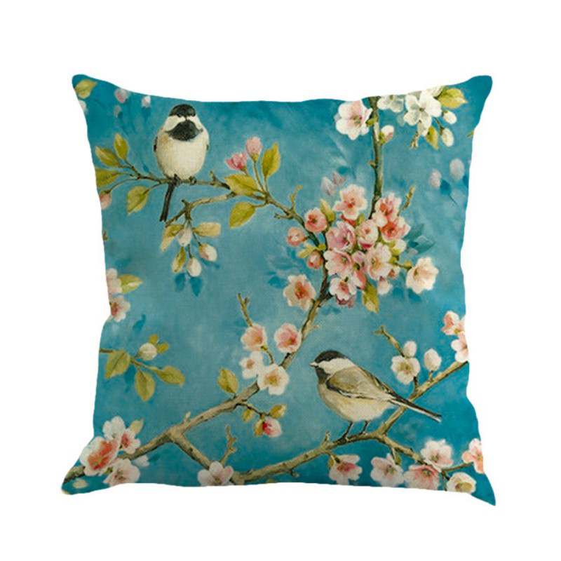 Cojines de sofá 45x45 cm, Cojines de pájaros para el hogar, Cojines decorativos de mariposa, Cojines de lino para decoración del hogar, textiles para el hogar: 04
