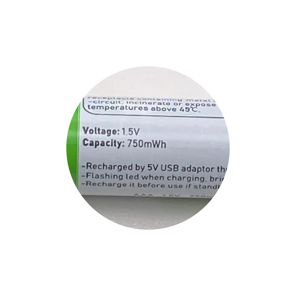 AAA battery 1.5V 366mAh/550 mWh AAA rechargeable li-ion batteries USB rechargeable for Remote control wireless mouse + Cable