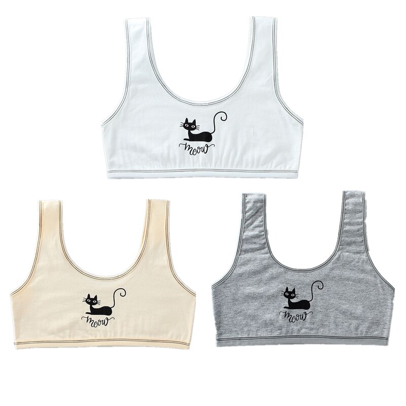 3pc/Lot Girl Bra Teen Crop Top Underwear Vest Racerback Puberty Sport Training Bras Letter Streetwear Tube Top 8-14Years: fuhuibai