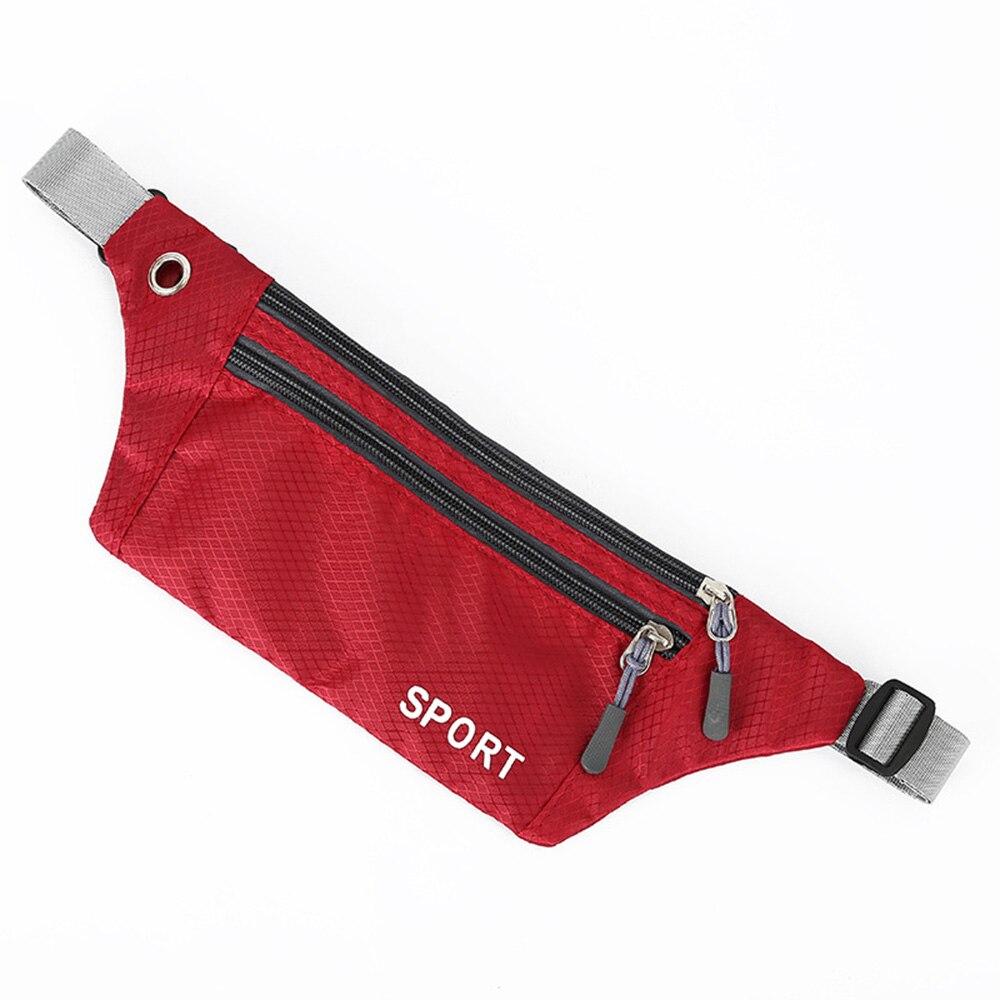 Fanny Pack taille pochette Sport ceinture sac pour taille poitrine hanche Bum léger 3 poches en plein air cyclisme randonnée avant sacs: Red