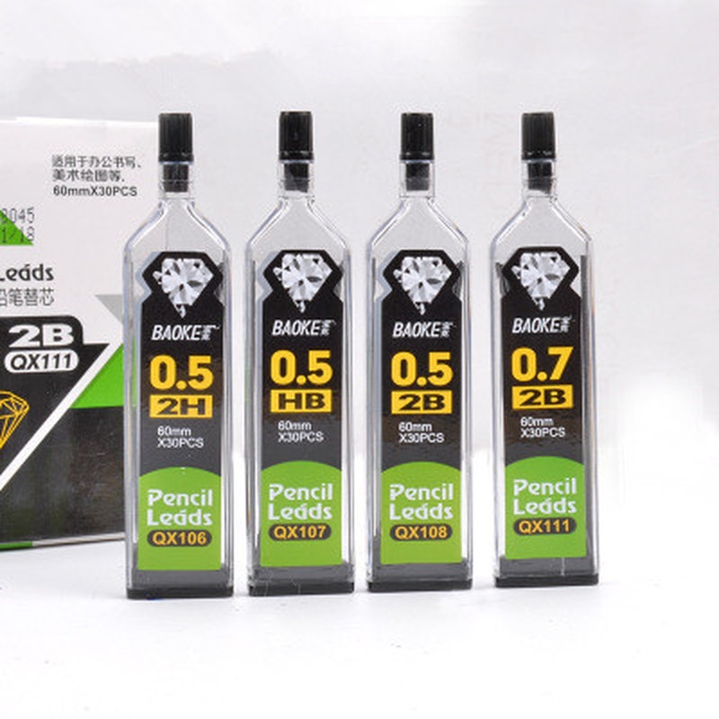 30Pcs/Fles Automatische Potlood 2B 2H Hb Potlood Refill 0.5 Mm/0.7Mm/0.9mm Potlood Refill Student Schrijven Office