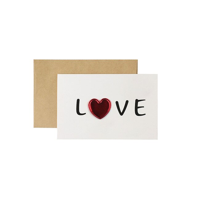 Valentijnsdag Card Rood Hart Wenskaart Met Enveloppen Romantische Brief I Love You Forever Party Bruiloft Decoratie: E