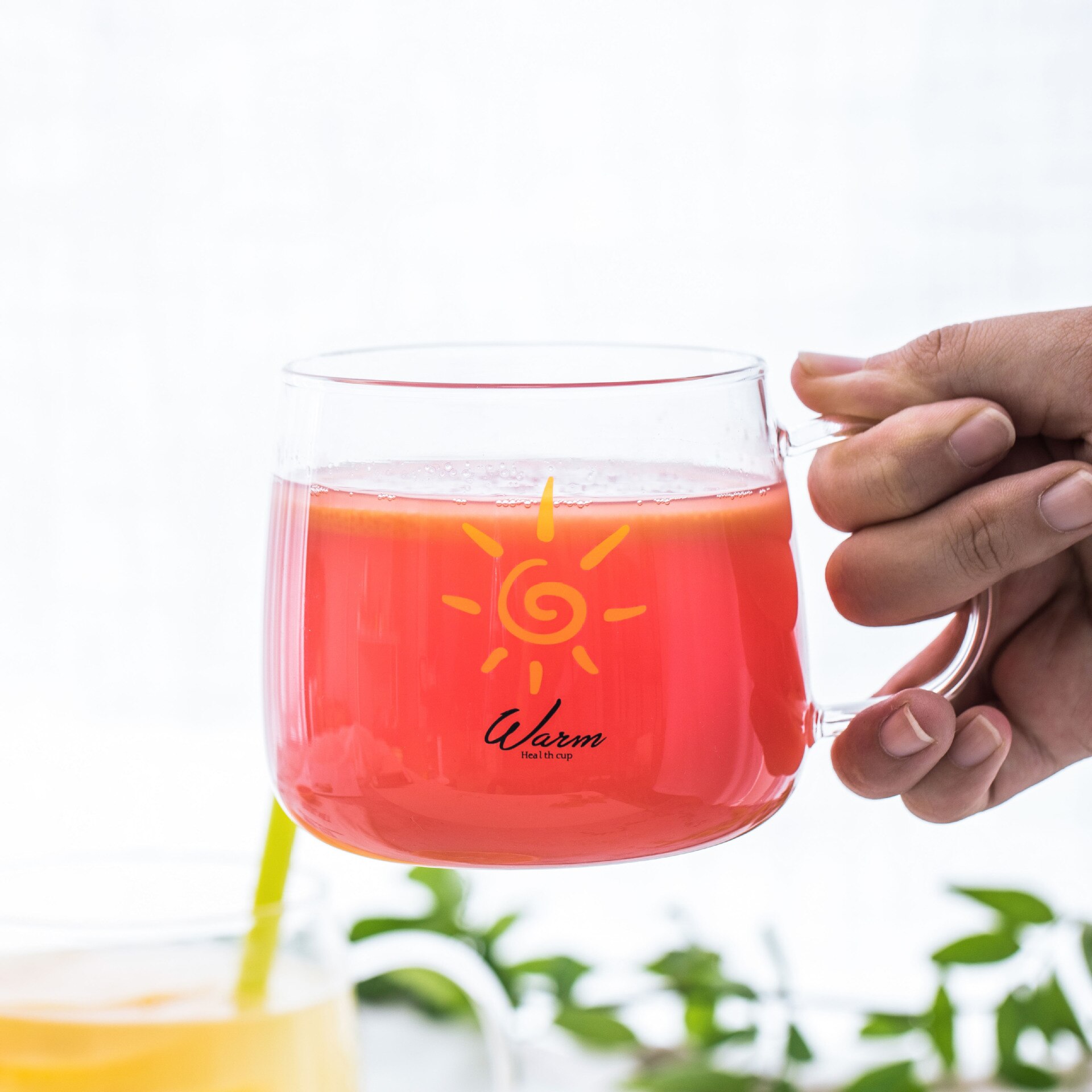 Pyrex Glass Transparent with Handle 450ml Sunshine Coffee Cup Teacup Breakfast Milk Cup Nordic Simple