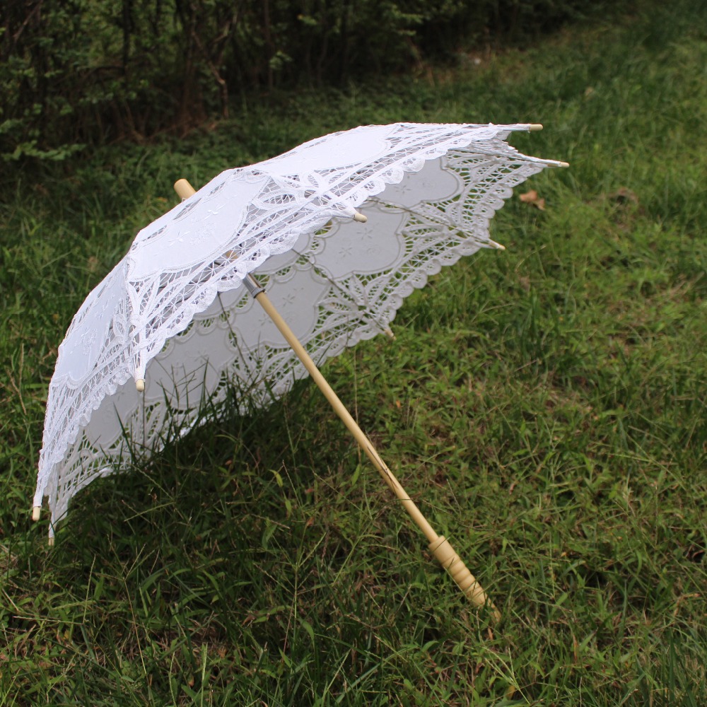 Yo Cho Bruid Bruiloft Paraplu Katoenen Parasol Lace Umbrella Handgemaakte Borduurwerk Beaching Wedding Photo Prop Decoratie