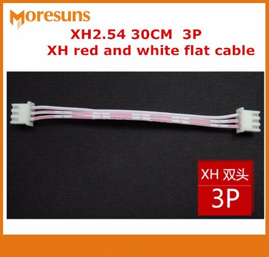Gratis 100 stks/partij Dubbele hoofd met XH2.54 plug lengte 30 CM 3 P XH rood en wit platte kabel