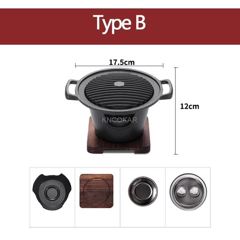 Mini Bbq Grill Alcohol Kachel Home Rookloze Barbecue Grill Bbq Plaat Draagbare Roosteren Vlees Gereedschap Voor Outdoor Home: Type B