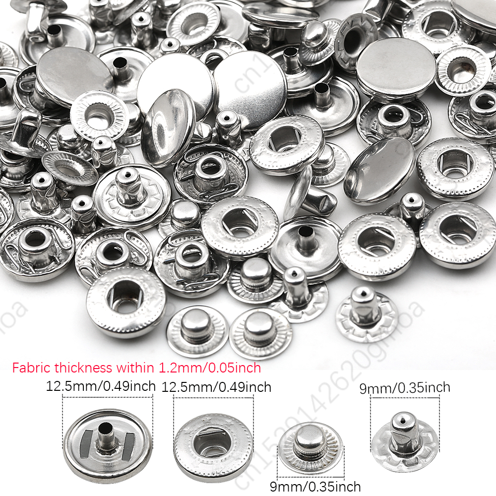20sets/pack 10-15mm Metal Snap Buttons Sewing Accessories Botones Snaps Button For Clothing bags Leather Pressure Snap Fasteners