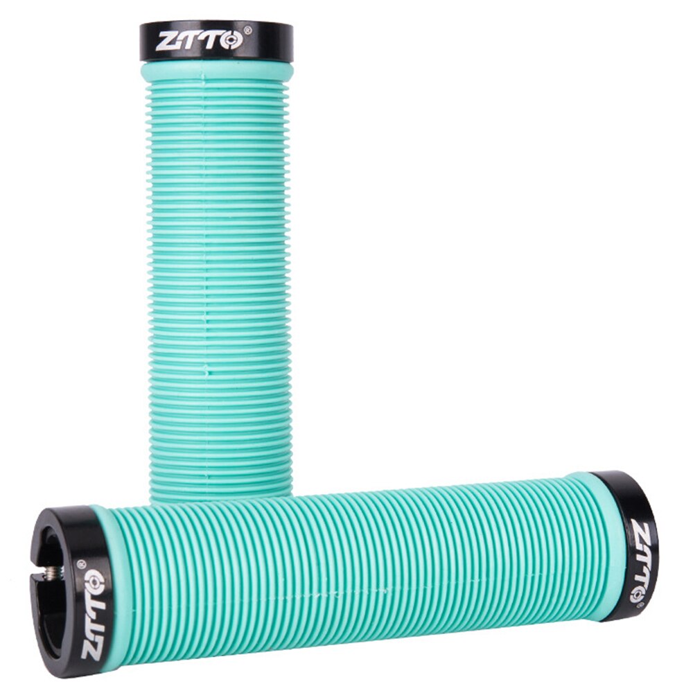 1 par MTB Carretera puños de goma con topes de aluminio para bicicleta Anti-slip Plasti de aleación de aluminio de doble bloqueo apretones de manillar de bicicleta accesorios