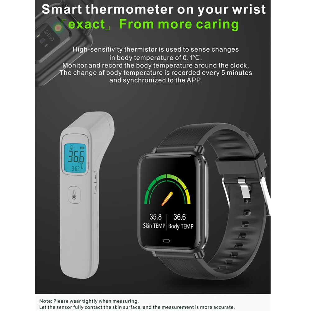 Q9t sport smartwatch lichaamstemperatuur meten aangepaste wijzerplaat smartwatch mannen vrouwen hartslagmeter armband voor android ios pk  p9