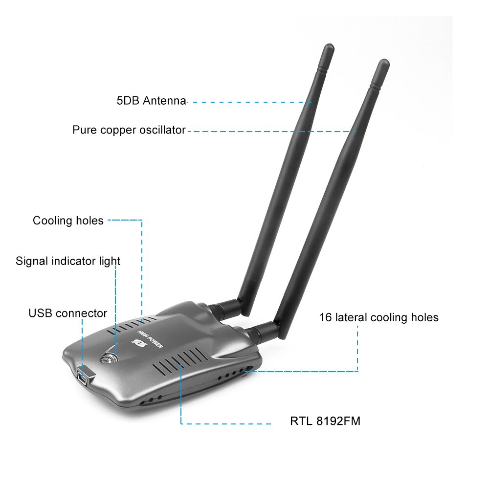 Usb 2.0 Draadloze Netwerkkaart BT-N9100 Beini Gratis Internet High Power 3000Mw Dual Antenne Wifi Rtl 8192FM