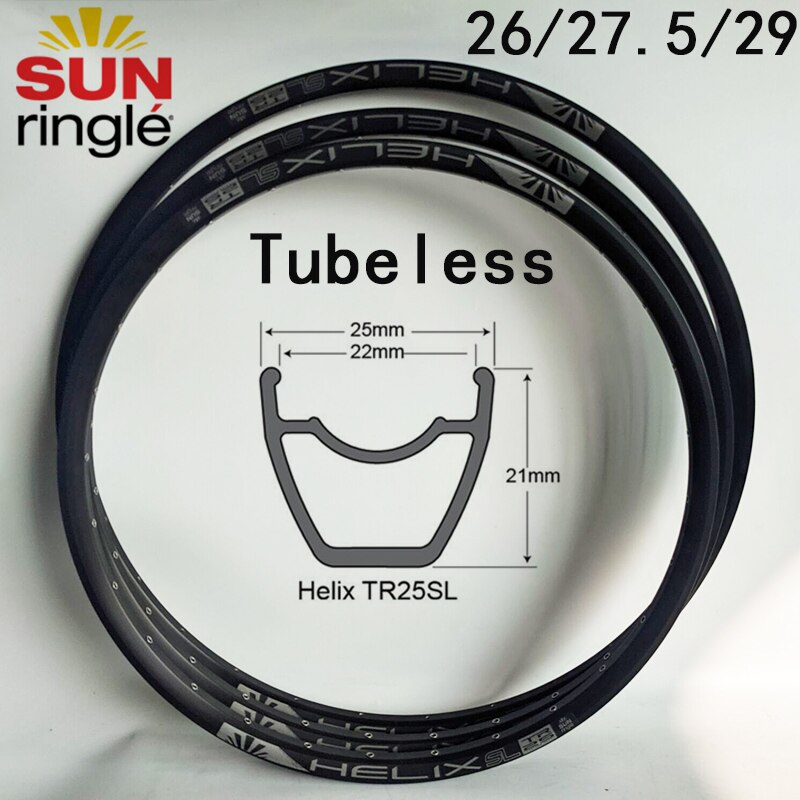 Sun Rim Sunringle HELIX TR25SL 29 27.5 26 inch quasi vacuum rim 32 28 24 holes Hoops Tubeless rims Aluminium Rims