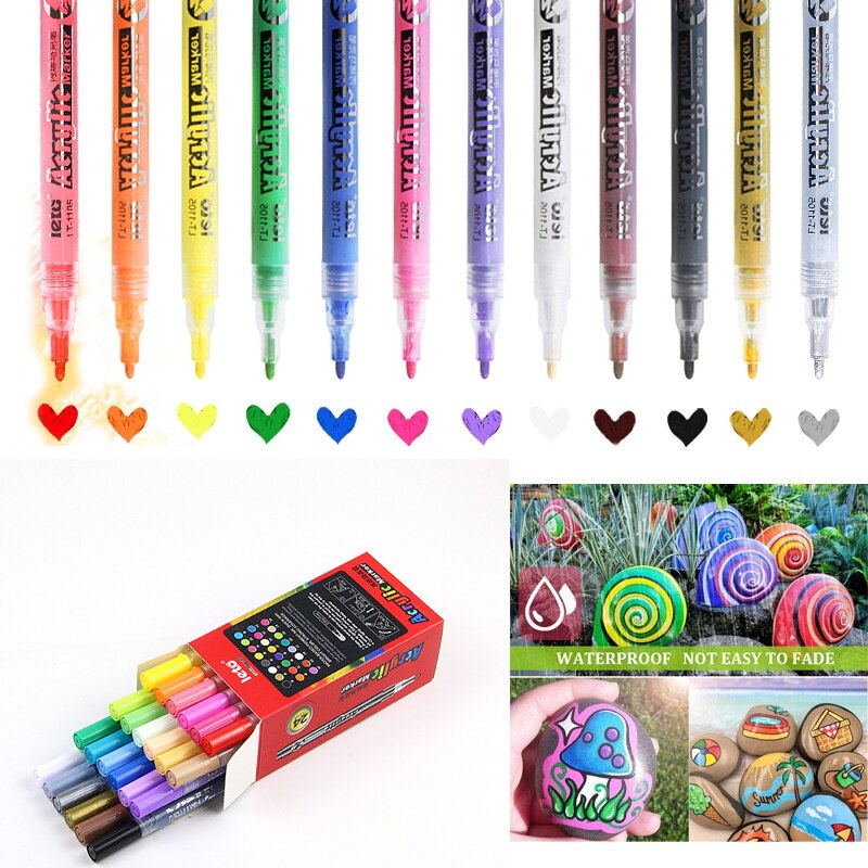 Acrylic Paint Marker Pen Art Painting Greeting Card Ceramic Tire Touch-up Paint Plastic Plaster Concrete Marker Pen Dedicated