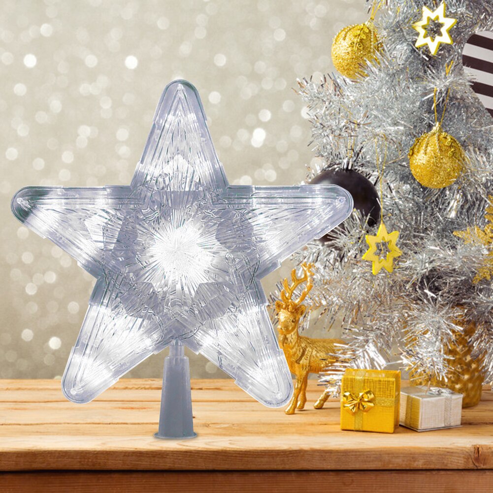 Plastic LED Glowing Star Night Light Five-pointed Lamp Christmas Tree Top for Xmas Tree Party Wedding Outdoor Garland Decoration