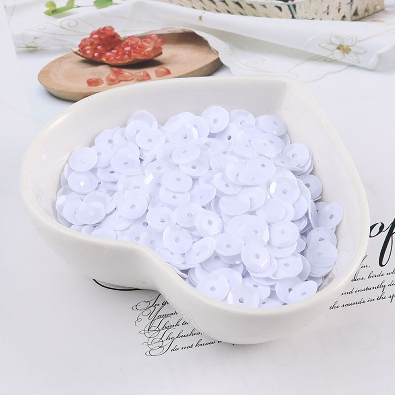 720Pcs 6Mm Cup Pailletten Pvc Effen Kleur Naaien Pailetten Diy Craft Scrapbook Bruiloft Decoratie Stof Halloween Party Verfraaien: Solid white