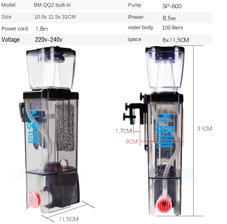 Bubble Magus NAC QQ QQ1 QQ2 Nano Tank Protein Skimmer For Marine Reef Coral Saltwater Aquarium Authorized Dealer: QQ2  220v-240v / AU   Adapter