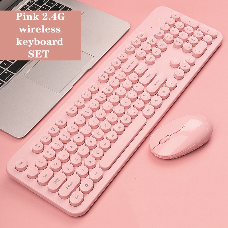 2.4G Wireless Keyboard and Mouse Protable Mini Keyboard Mouse Combo Set For Notebook Laptop Mac Desktop PC Computer: Pink set