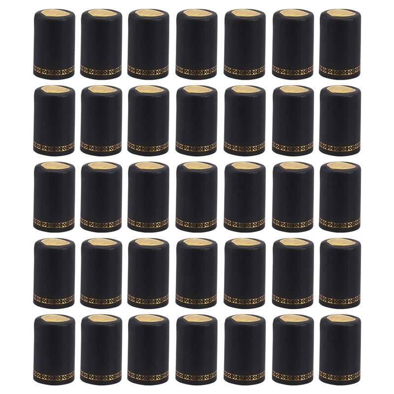 100pcs 33mm Wine Bottle Shrink Capsule Heat Shrink Capsules Wine Heat Shrinkable Cap Shrink Film Wrap For Straight Mouth Bottle: 100pcs Black 33mm