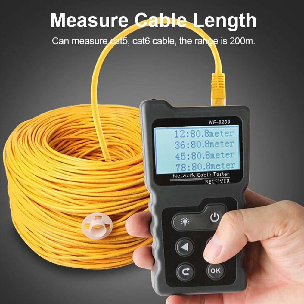 NF-8209 Digital Line Finder LCD Display Measure Length Wire Checker Test Network Tool Scan Cable Wiremap Tester